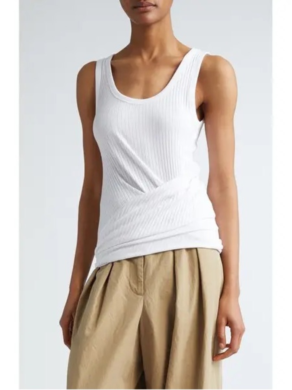 Dried Van Noten Hoga Knit Ribbed Tank Top - White XS